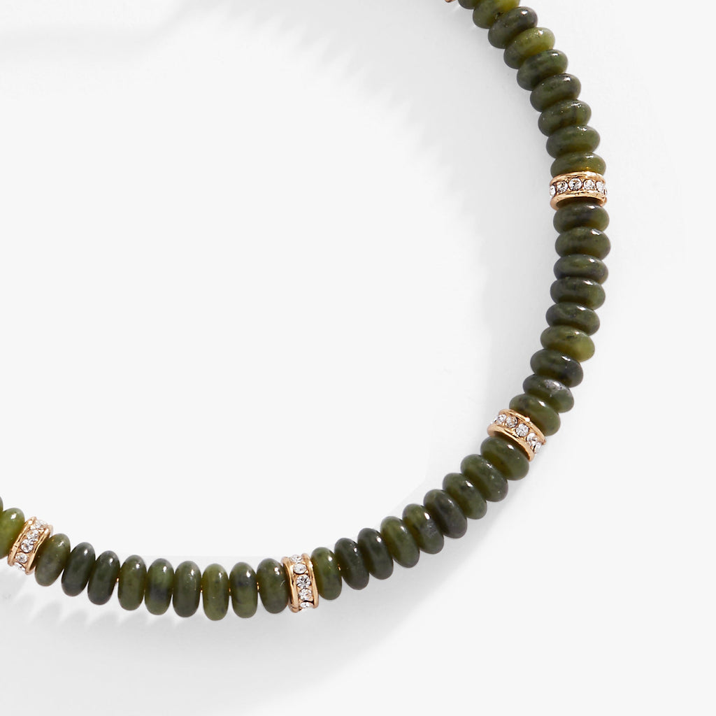 Green Semi-Precious Rondelle Beaded Bangle