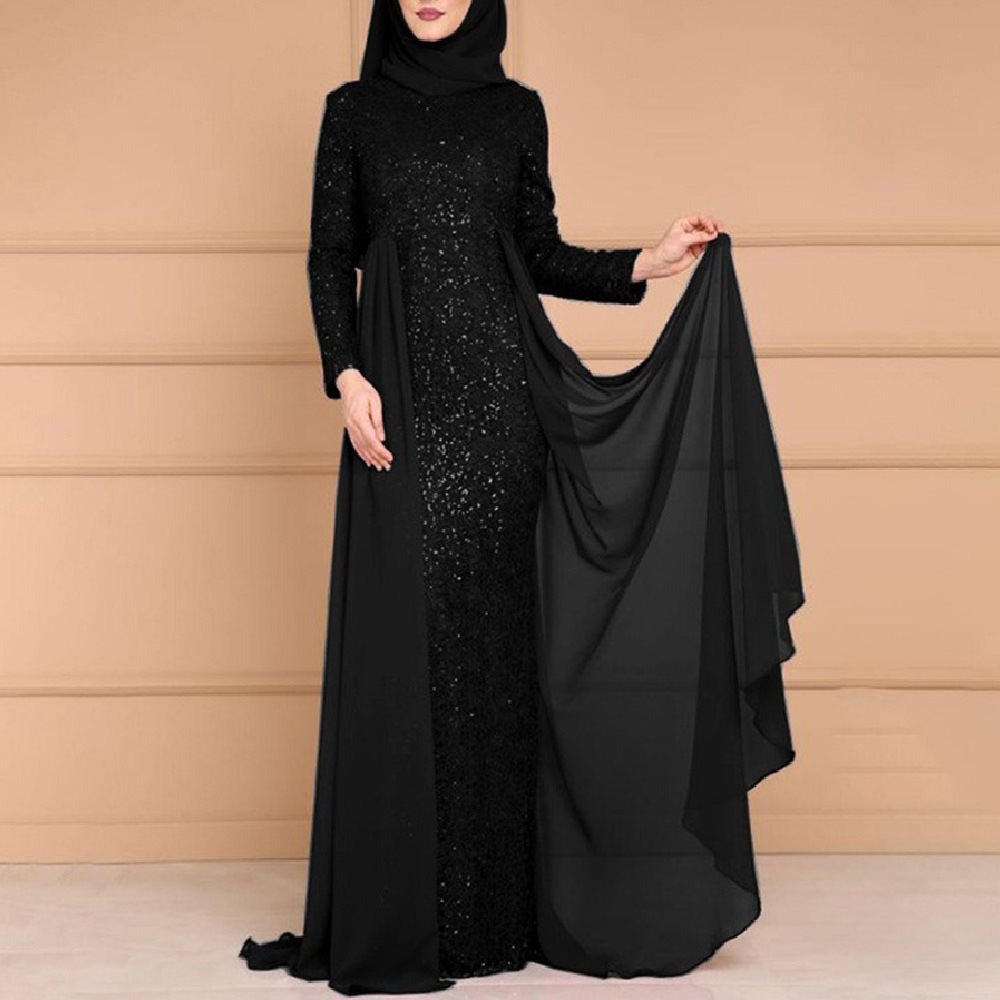 Sequin Gown Long Sleeve Fitted Maxi Dress(MS235)