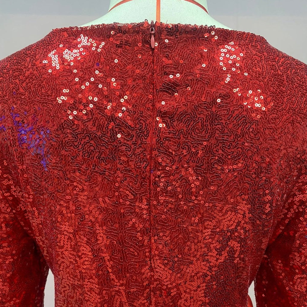 Sequin Gown Long Sleeve Fitted Maxi Dress(MS235)