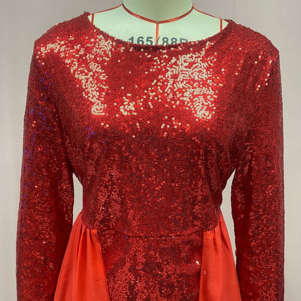 Sequin Gown Long Sleeve Fitted Maxi Dress(MS235)