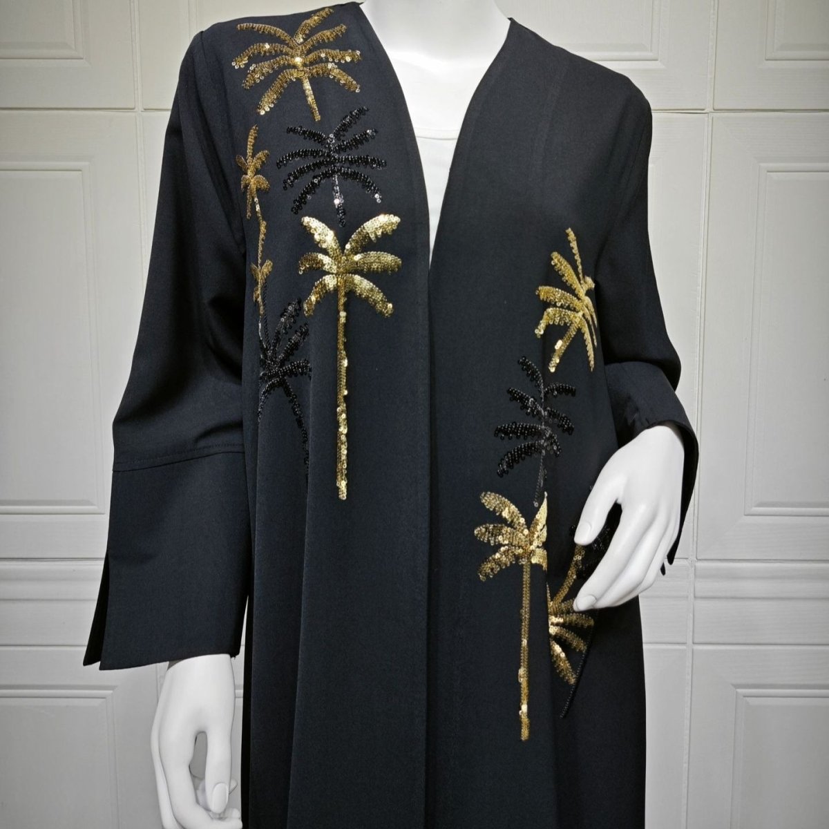 Sequin Palm Tree Embroidered Abaya(MOA252)