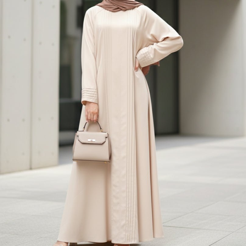 Serene Pleated Georgette Abaya Loose Full-Length Modest Style (MA254)