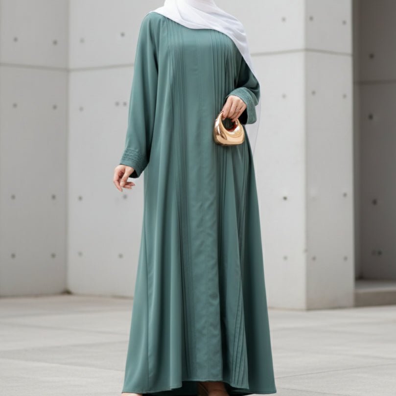 Serene Pleated Georgette Abaya Loose Full-Length Modest Style (MA254)