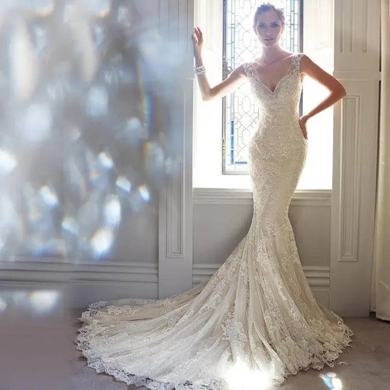 Sexy Halter Brigade Shimmering Mermaid Wedding Dress