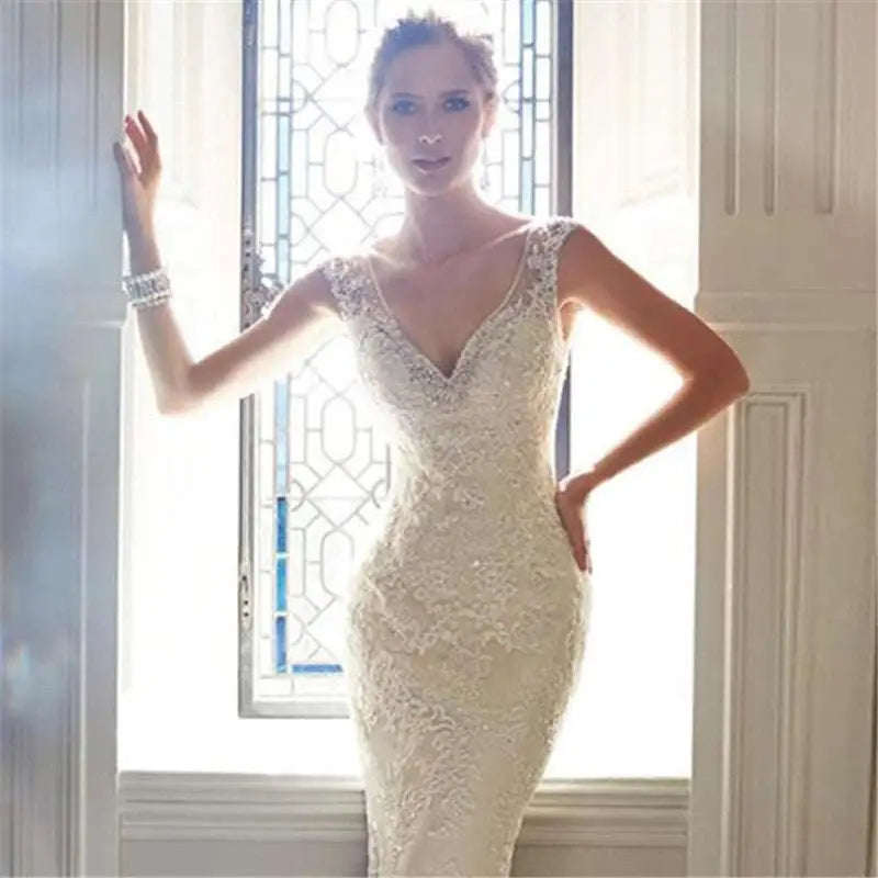 Sexy Halter Brigade Shimmering Mermaid Wedding Dress