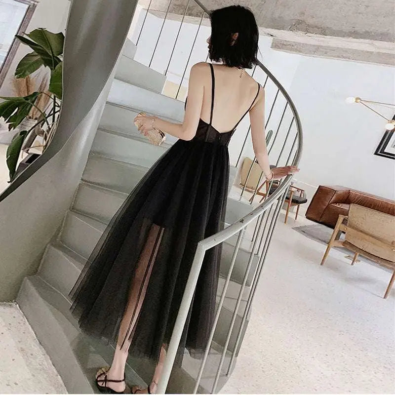 Sexy Suspenders Gauze Evening Dress