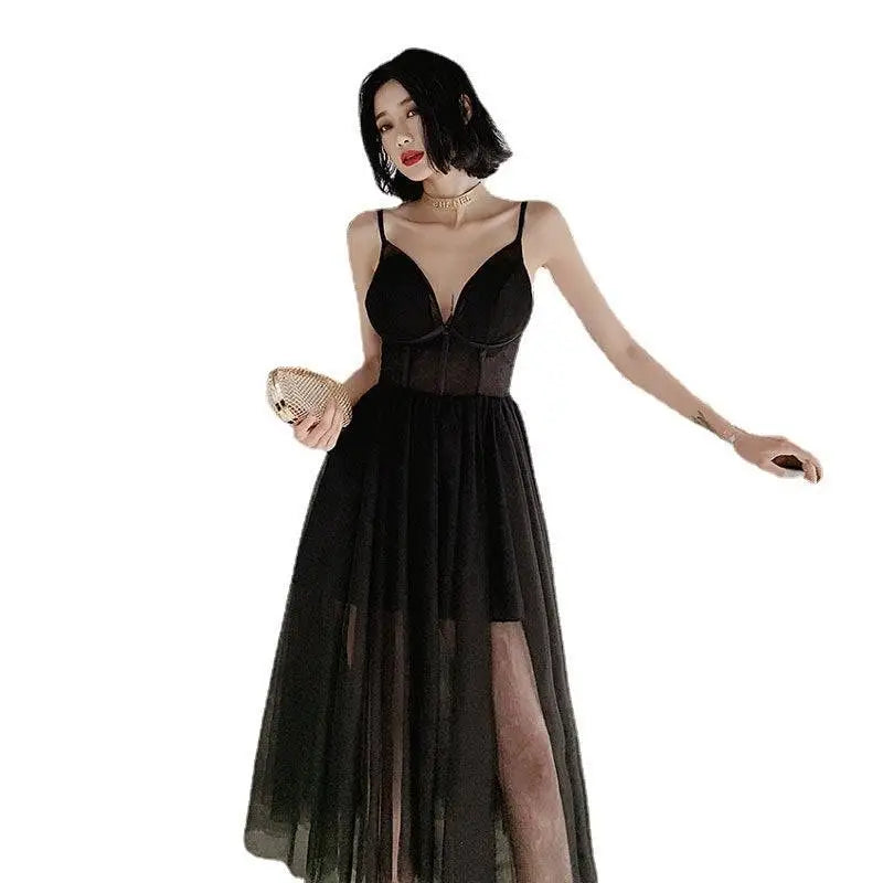 Sexy Suspenders Gauze Evening Dress