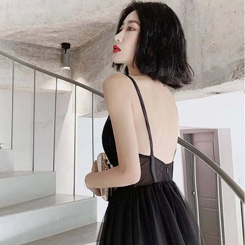 Sexy Suspenders Gauze Evening Dress
