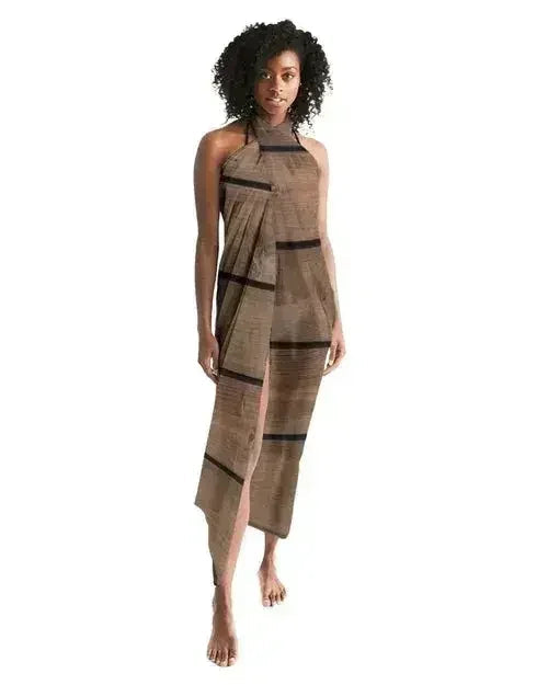Sheer Sarong Swimsuit Cover Up Wrap / Brown Wood