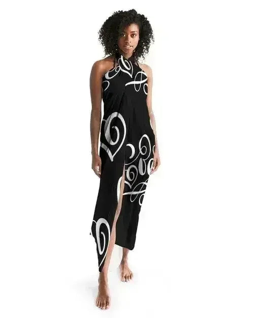 Sheer Sarong Swimsuit Cover Up Wrap / Love Black