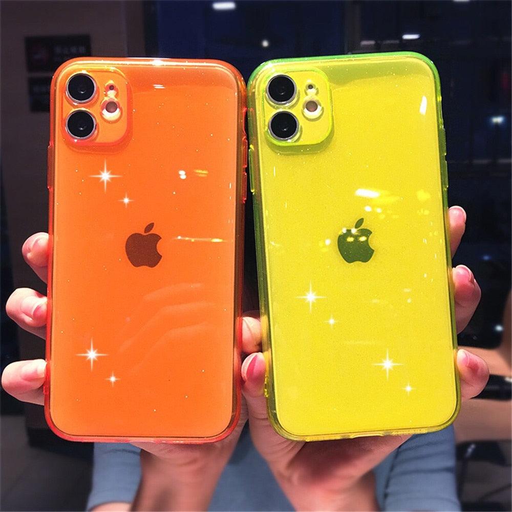 Shiny Candy Color Glitter Transparent Phone Case For iPhone 11 Pro X XR XS Max 7 8 Plus 6 6s Soft Silicone Cover Screen Protection Crystal Clear Glitter Transparent Soft Bumper Silicone Sparkling Cover