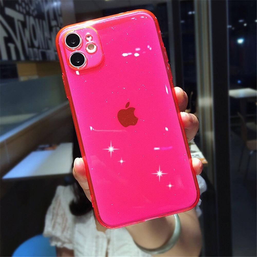 Shiny Candy Color Glitter Transparent Phone Case For iPhone 11 Pro X XR XS Max 7 8 Plus 6 6s Soft Silicone Cover Screen Protection Crystal Clear Glitter Transparent Soft Bumper Silicone Sparkling Cover