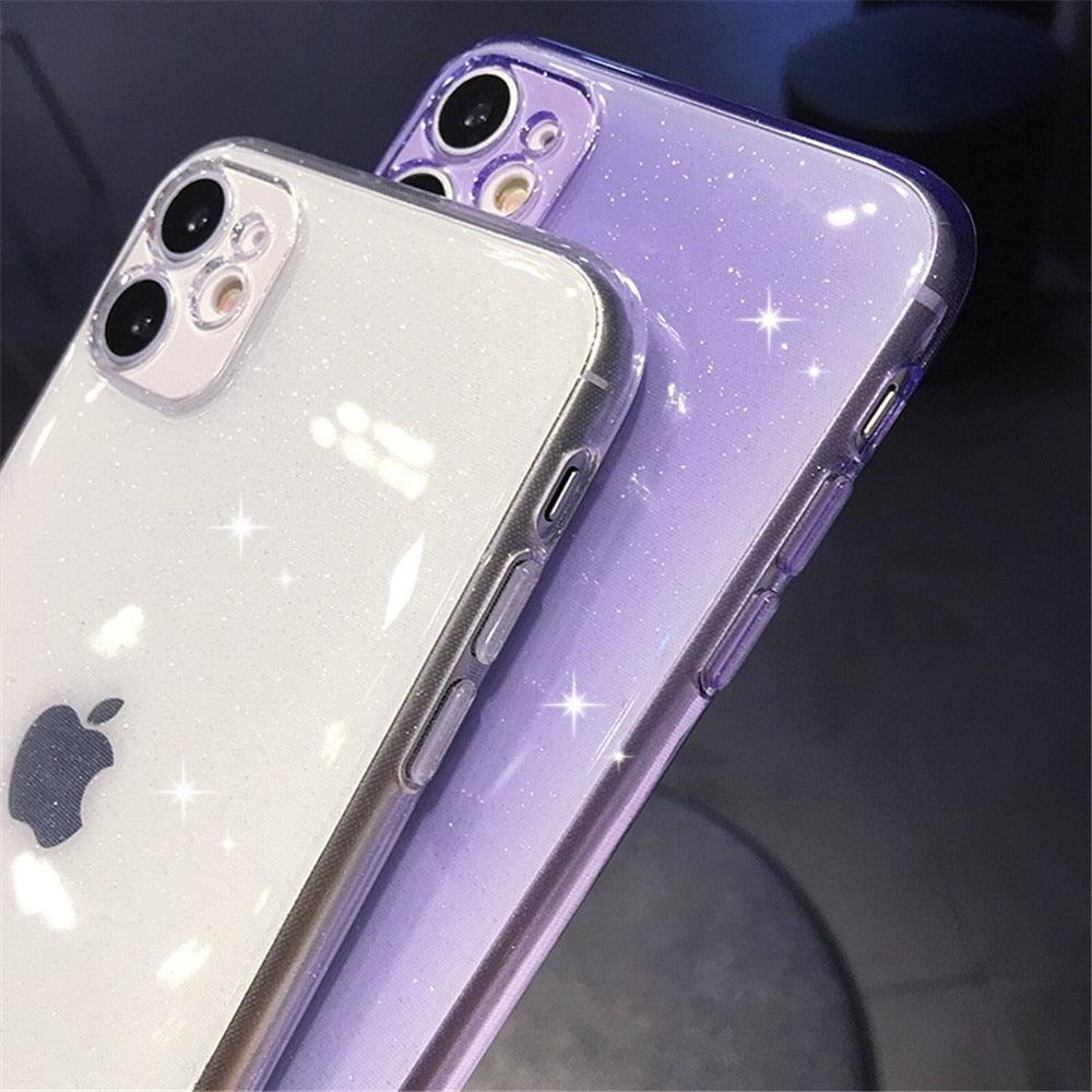 Shiny Candy Color Glitter Transparent Phone Case For iPhone 11 Pro X XR XS Max 7 8 Plus 6 6s Soft Silicone Cover Screen Protection Crystal Clear Glitter Transparent Soft Bumper Silicone Sparkling Cover
