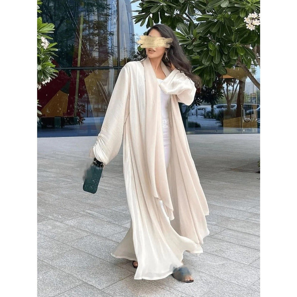 Shiny Satin Open Abaya | Shiny Abaya With Flying Sleeves (MOA141)