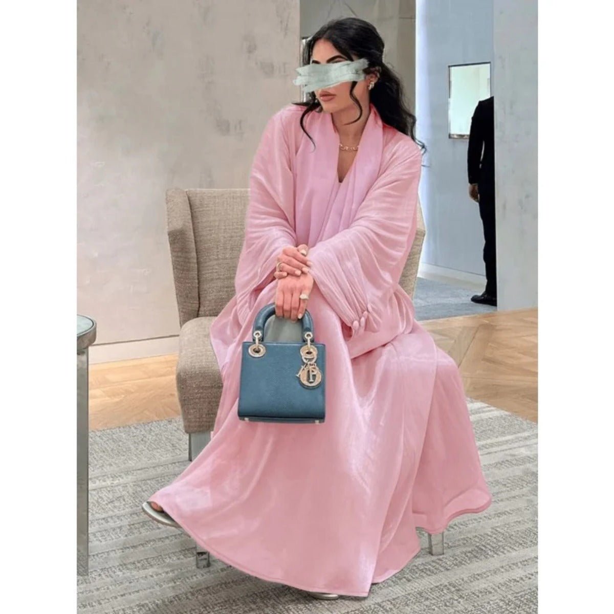 Shiny Satin Open Abaya | Shiny Abaya With Flying Sleeves (MOA141)