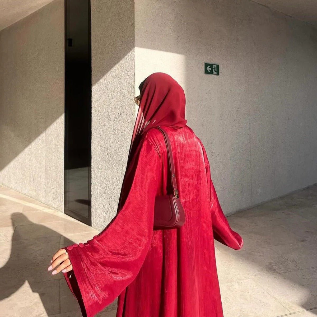 Shiny Satin Open Abaya | Shiny Abaya With Flying Sleeves (MOA141)