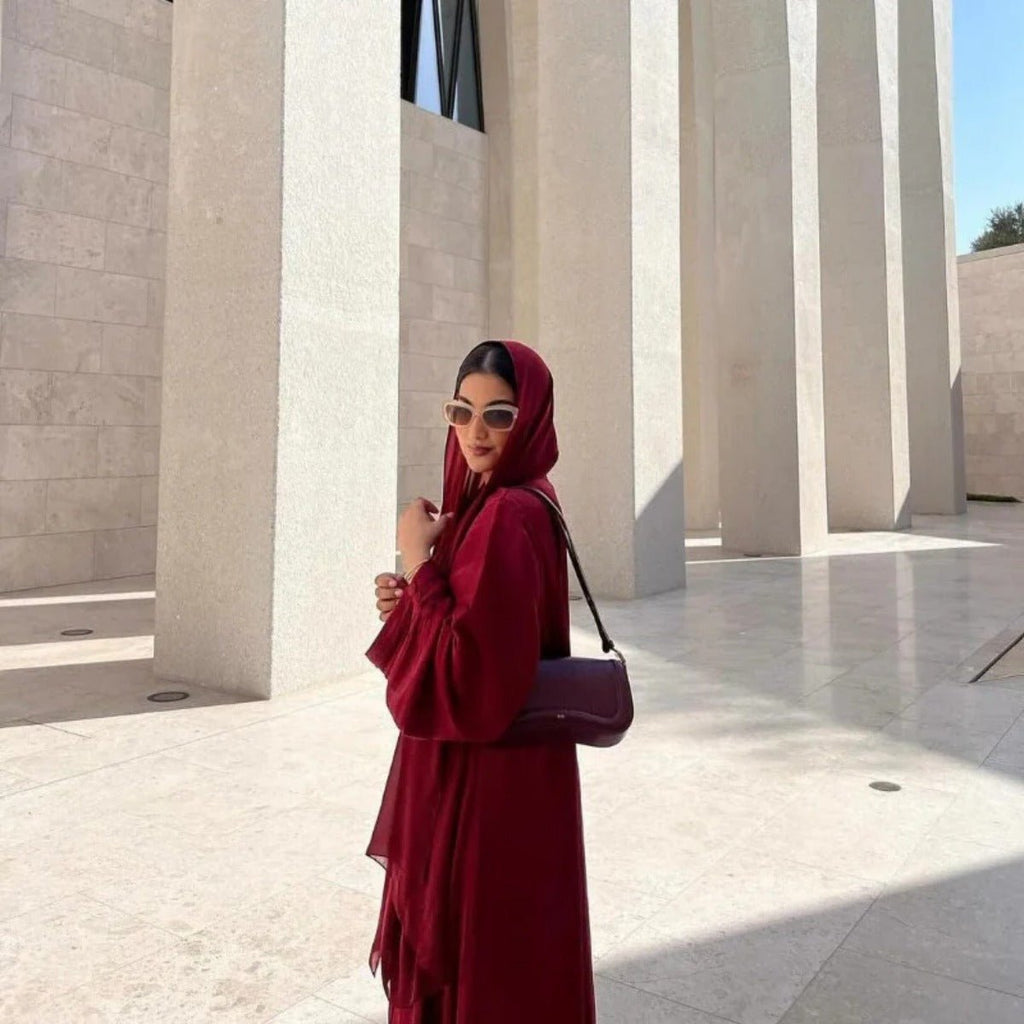 Shiny Satin Open Abaya | Shiny Abaya With Flying Sleeves (MOA141)