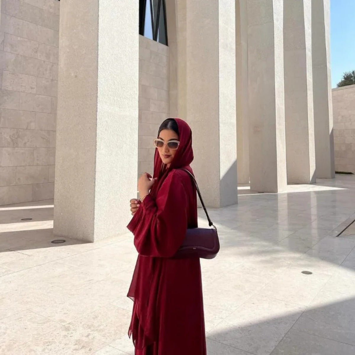 Shiny Satin Open Abaya | Shiny Abaya With Flying Sleeves (MOA141)