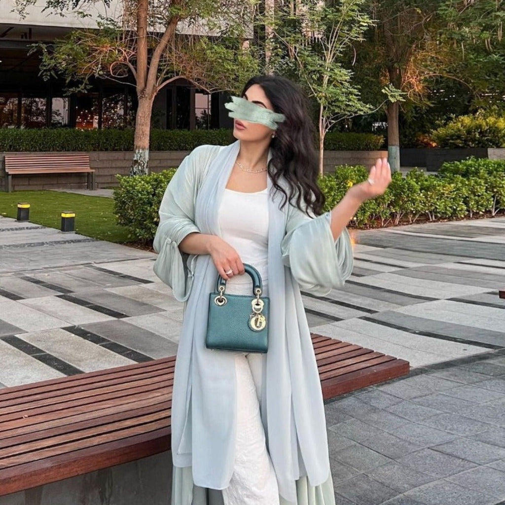 Shiny Satin Open Abaya | Shiny Abaya With Flying Sleeves (MOA141)