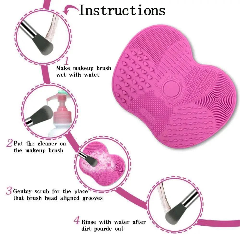 Silicone Makeup Brush Cleaning Pad -  Portable Makeup Cleaning Washing Tool Scrubber
