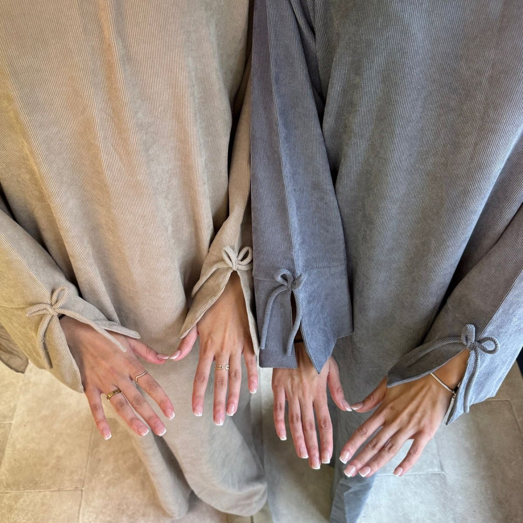 Mini Bow Sleeve Abaya | Simple Lace-Up Modest Abaya for Everyday Wear (MA130)