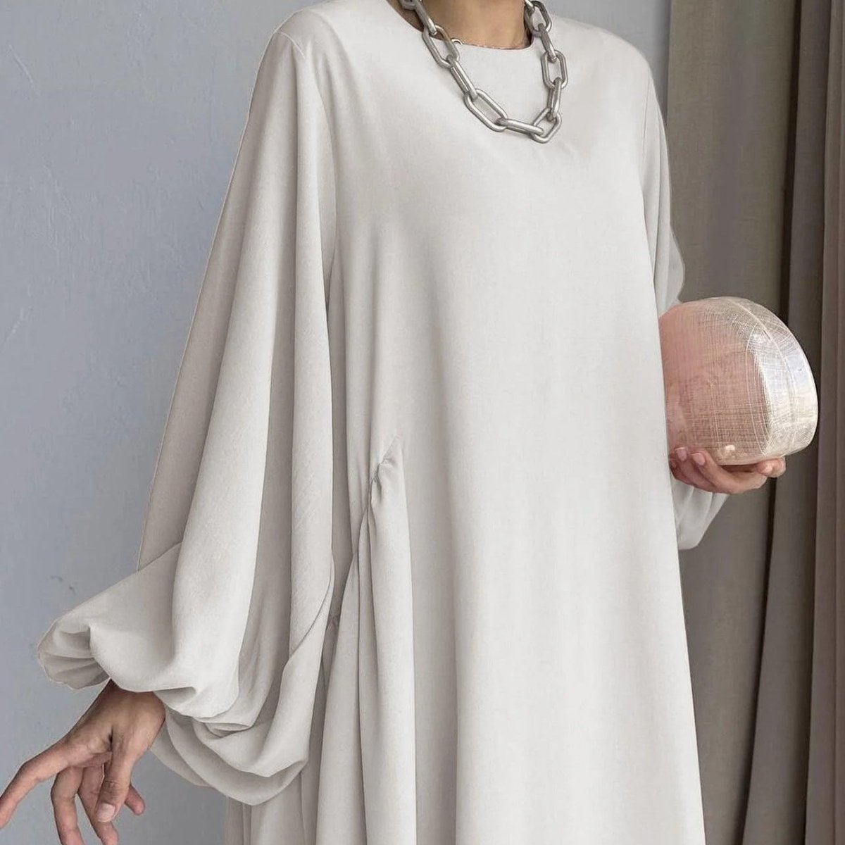 Simple Puff Balloon Sleeve Abaya (MA066)