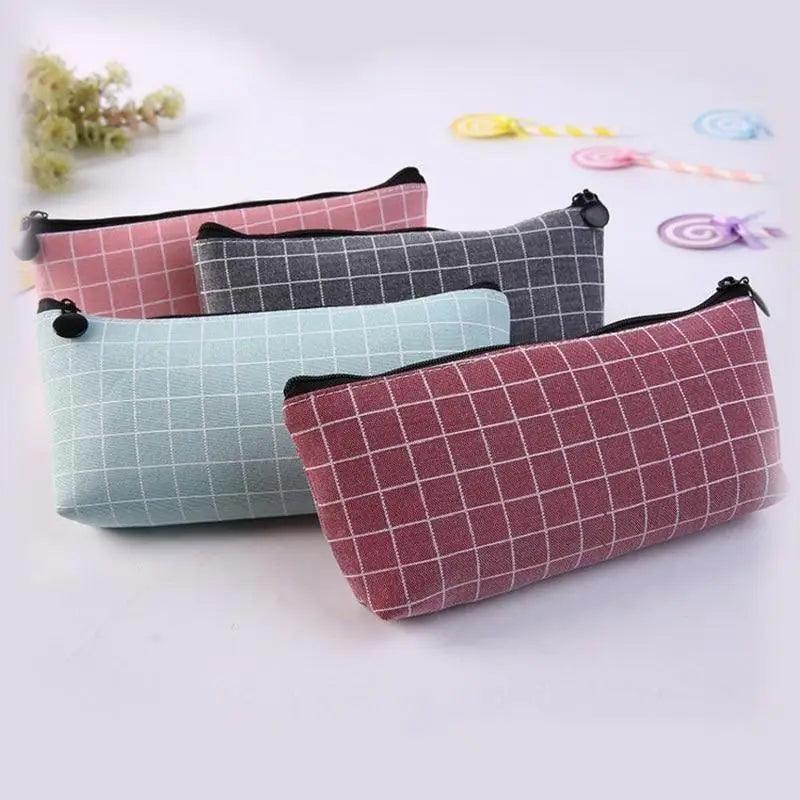Simple Striped Color Design Pencil Cases For Students Retro Large Capacity Stationery School Pouch