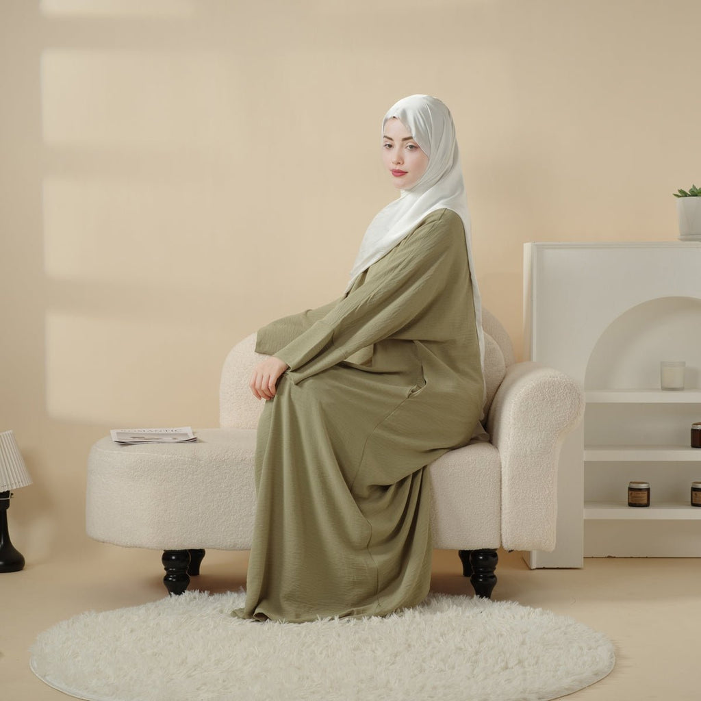 Simple Vintage Pleated Abaya (MA042)