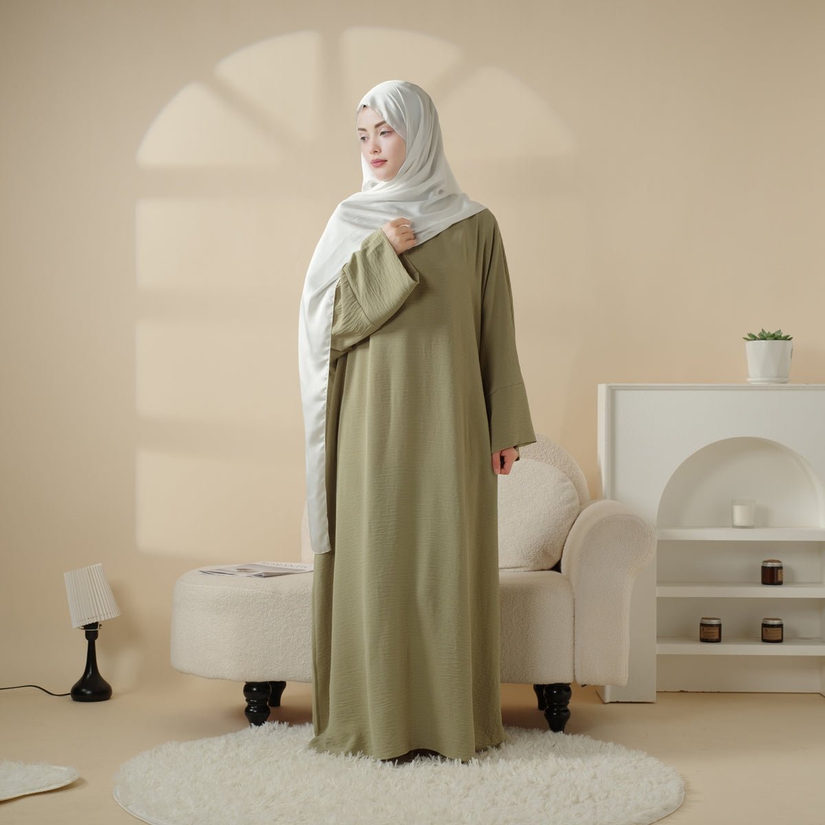 Simple Vintage Pleated Abaya (MA042)