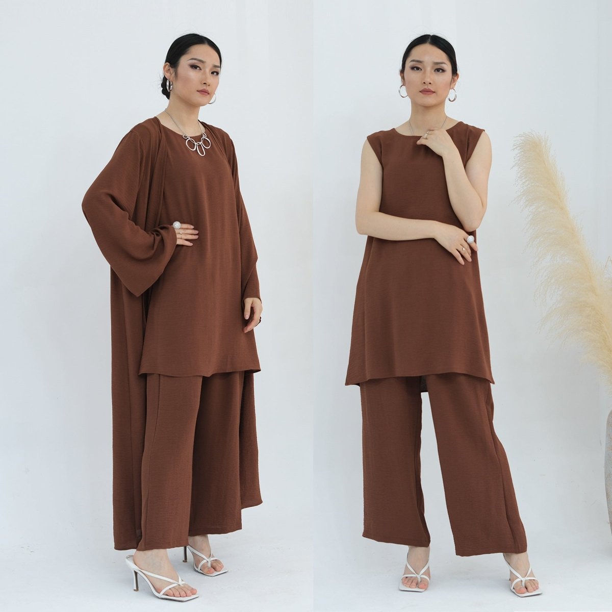 Sleeveless Top and Pants 3-Piece Set Abaya (MOA076)