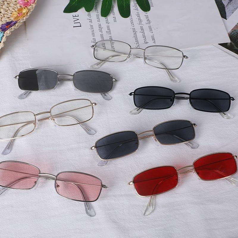 Slender Square Sunglasses Retro Metal Frame Square Sunglasses  Small Vintage & Retro Style Sunglasses Shades Of Rectangle Sunglasses For Women Classic Vintage & Metal Square Frame Sun Glasses Eyewear For Men & Women