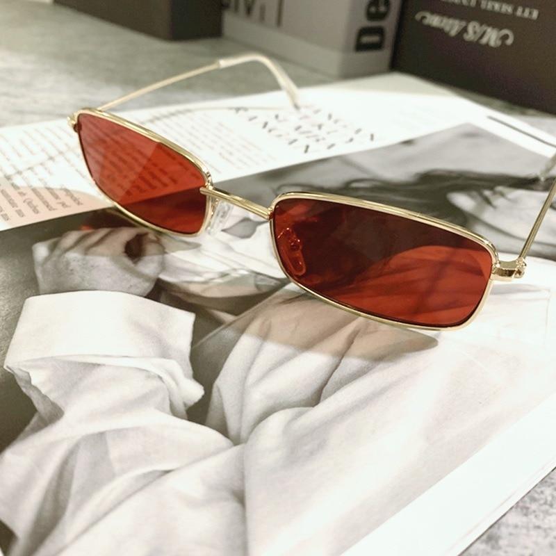 Slender Square Sunglasses Retro Metal Frame Square Sunglasses  Small Vintage & Retro Style Sunglasses Shades Of Rectangle Sunglasses For Women Classic Vintage & Metal Square Frame Sun Glasses Eyewear For Men & Women