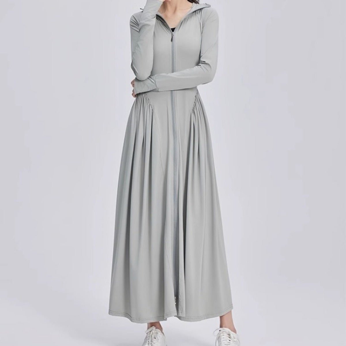 Slim-fit Long Sunscreen Jacket & Skirt Set - UPF 50+ Full Body Sun Protection - Beach Cover-up(MS106)
