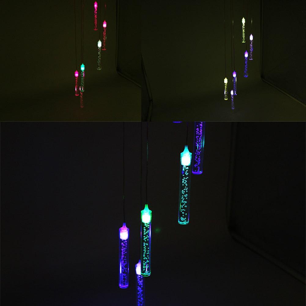 Smart LED Solar Powered Wind Chime Lamp 6 Bubble Column Waterproof Outdoor Landscape Wind Bell Light Water Courtyard Garden Hanging Outdoor Lights Unique Decor Gifts For Wife Mom Grandma Neighbors