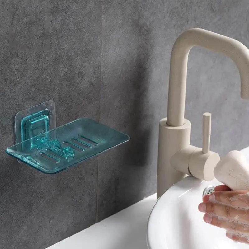 Soap Rack No Drilling Wall Mounted Double Layer Soap Holder Soap Sponge Dish Bathroom Accessories Soap Dishes Self Adhesive Soap Dish Bar Soap Holder Soap Dishes Tray Saver Case Box for Shower Bathroom Kitchen Dish Drainer Drying Rack