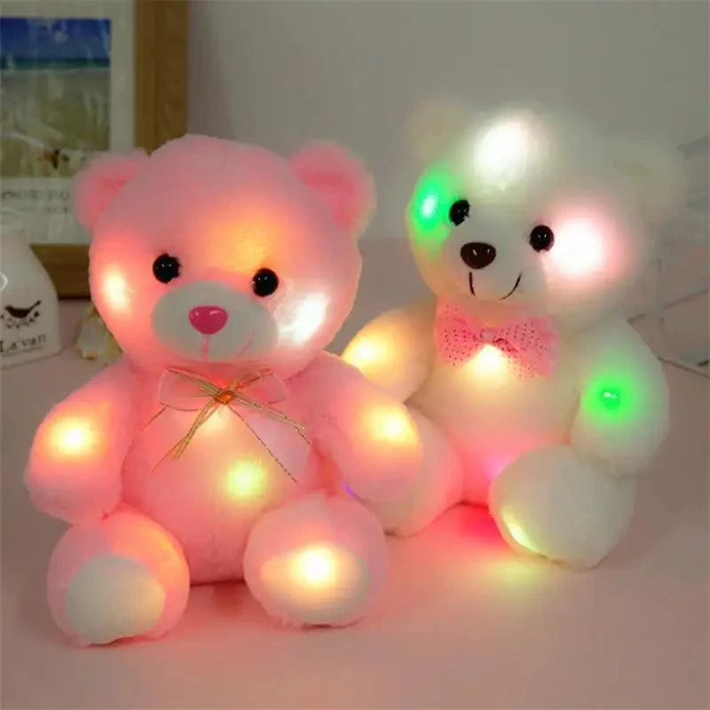 Soft Plush Doll, Light Up LED Teddy Bear Stuffed Animals, Mini Glow Bear Plush Toy Creative Colorful Glowing Teddy Bear Doll Gifts for Bedroom, Kids, Baby, Valentine - Pink