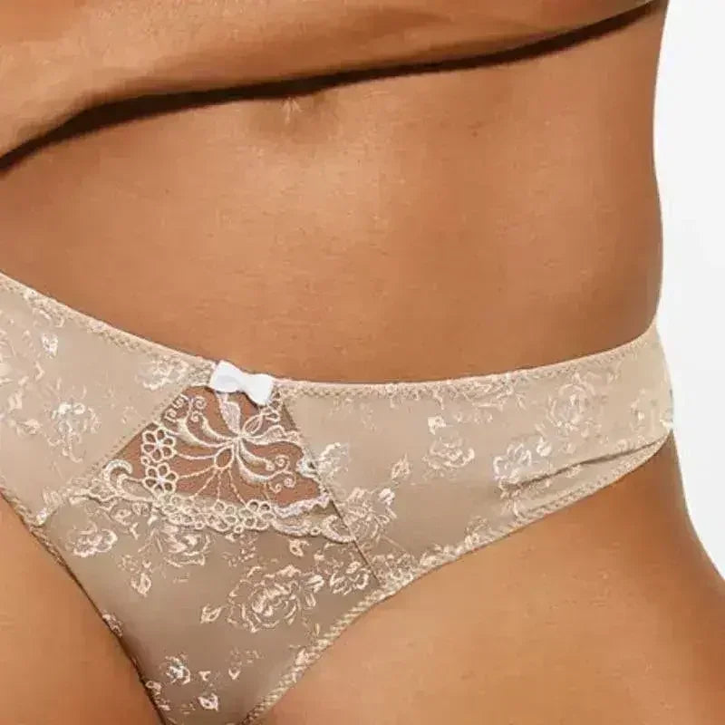 Floral Semi-Sheer Thong Panty - Ultra-Soft French Lingerie | Femstylo