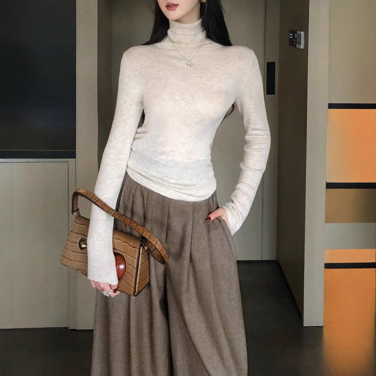 Soft Wool Blend Turtleneck Base Layer Top(MS179)