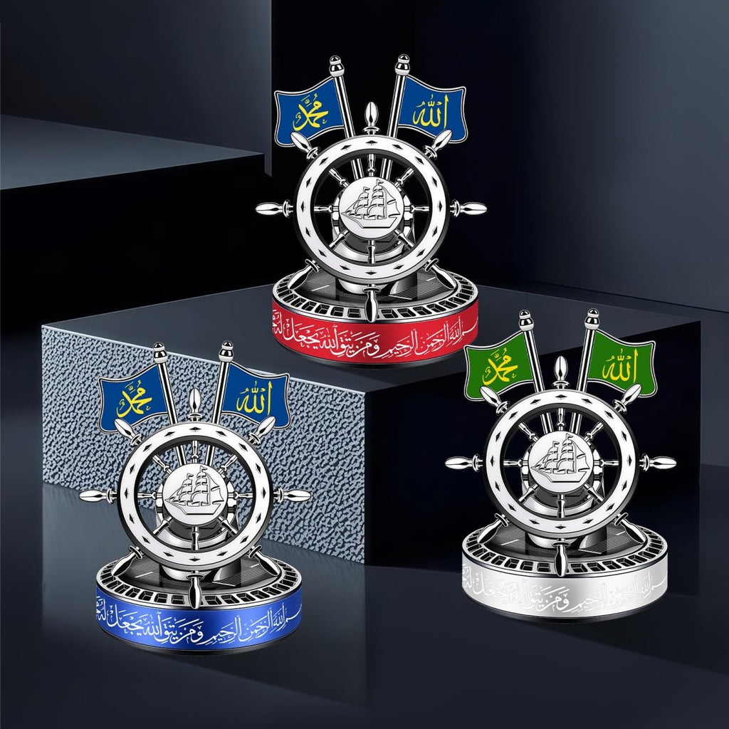 Solar-Powered Islamic Style Car Fragrance Diffuser | Auto-Rotating Aroma Dispenser with Light Activation (MAC270)