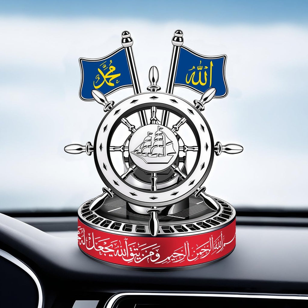 Solar-Powered Islamic Style Car Fragrance Diffuser | Auto-Rotating Aroma Dispenser with Light Activation (MAC270)