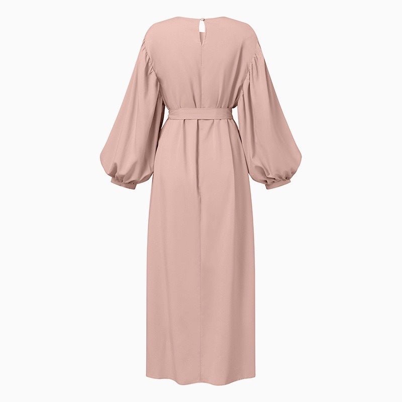 Solid Color Elegant Bubble Sleeve Abaya (MA092)