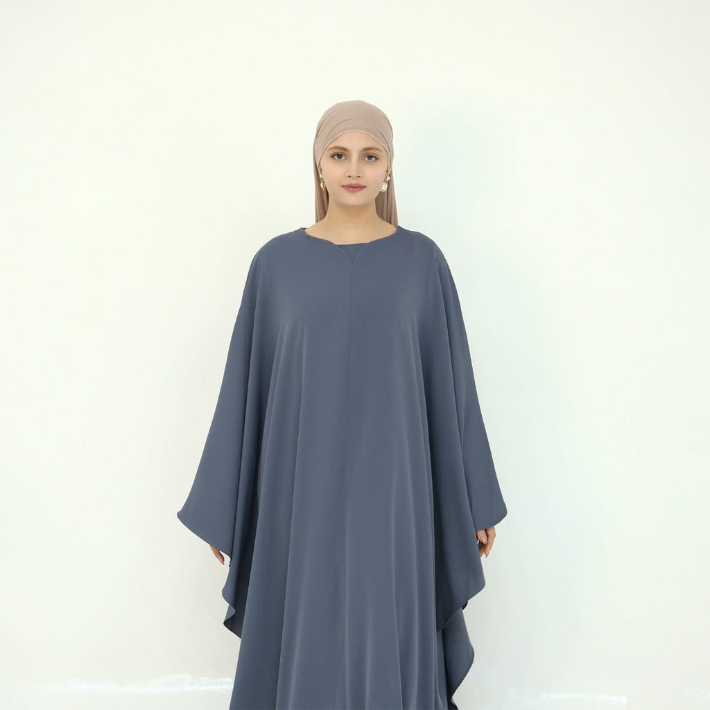Solid Color Modest Robe Dress Two-Piece Set – Muslim Abaya with Puff Sleeves(MA275)