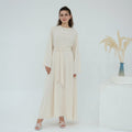 Solid Color Nida Abaya with Belt | A-Line Maxi Dress Abaya (MA359)