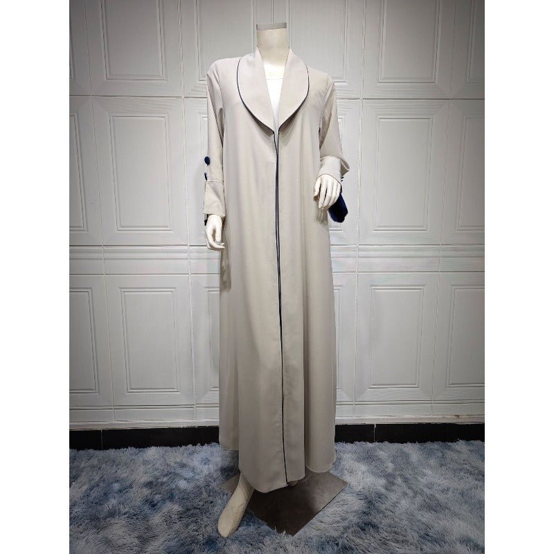 Autumn & Winter Long Dress with Open Front | Solid Color Pleated Abaya Cardigan (MOA218)