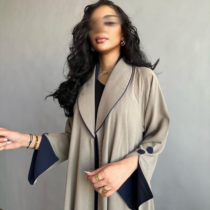 Autumn & Winter Long Dress with Open Front | Solid Color Pleated Abaya Cardigan (MOA218)