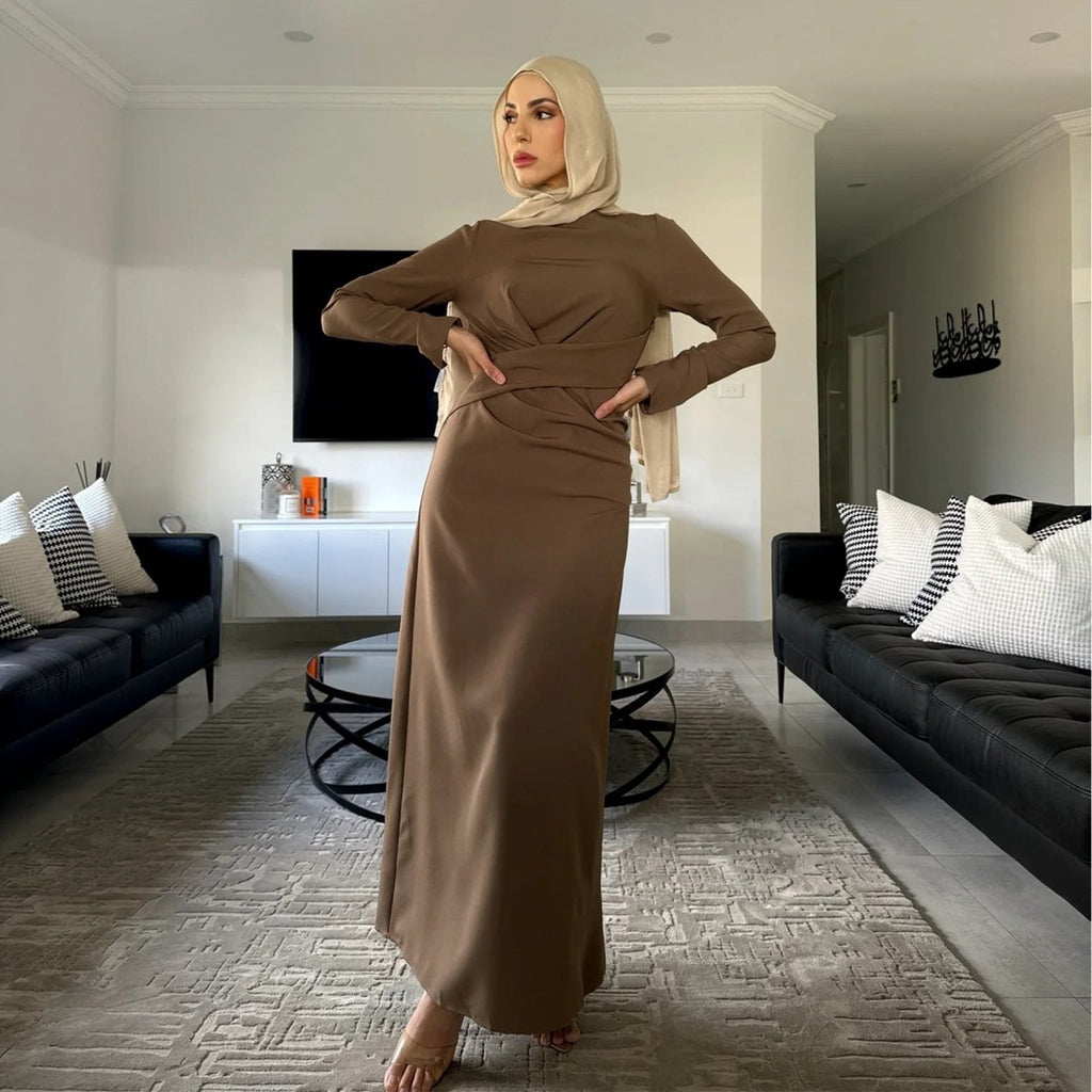 Solid Colour Slim Elegant Abaya (MA127)