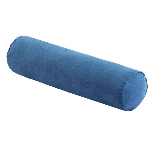 Solid Long Round Maternity Pillow Cotton linen Neck Headrest Body pillow Bed Chair Car Seat Backrest Sleeping Pillow Round Cervical Roll Cylinder Bolster Pillow with Removable Washable Cover, Ergonomically Designed  for Head Neck Spine