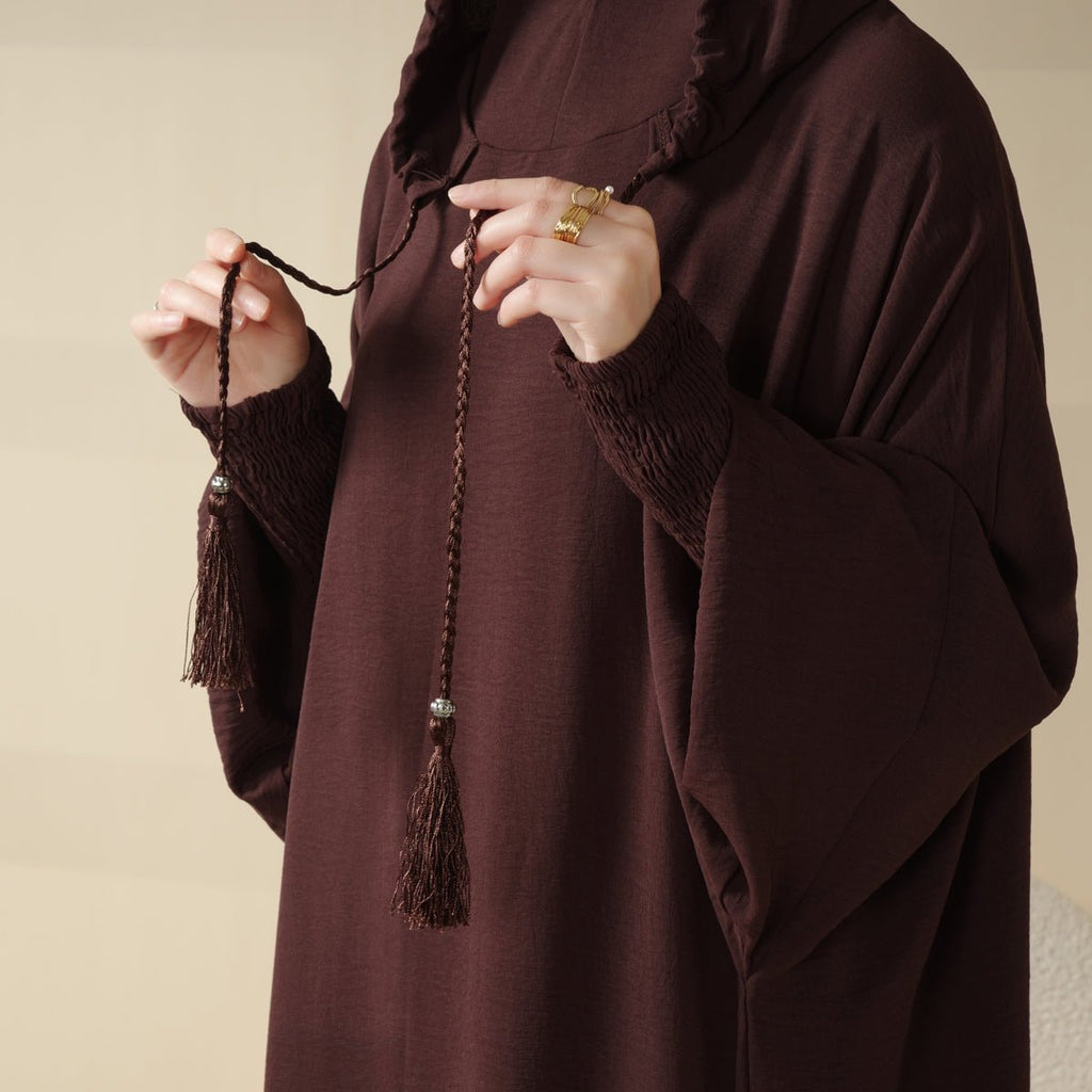 Solid Stylish Jilbab With A Hood | Crepe Jilbab With Attached Hood (MJ015)