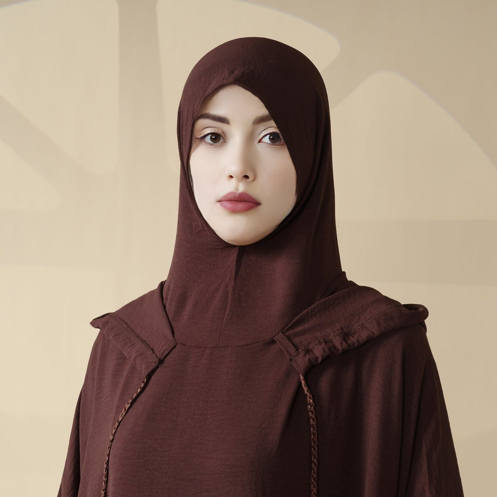 Solid Stylish Jilbab With A Hood | Crepe Jilbab With Attached Hood (MJ015)