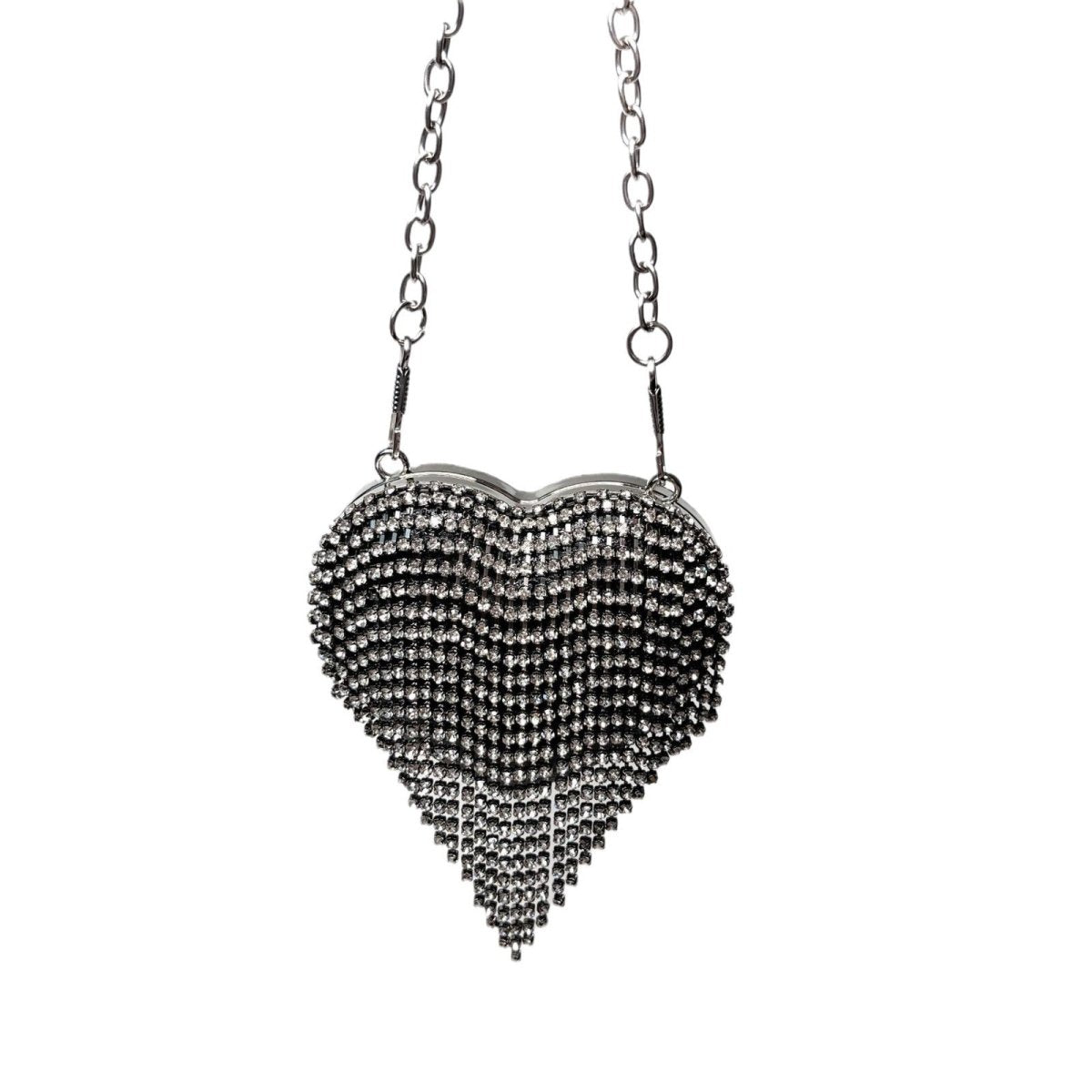 Sparkling Heart-Shaped Crossbody Bag Everyday Glam Diamond-Studded Mini Purse (MAC279)